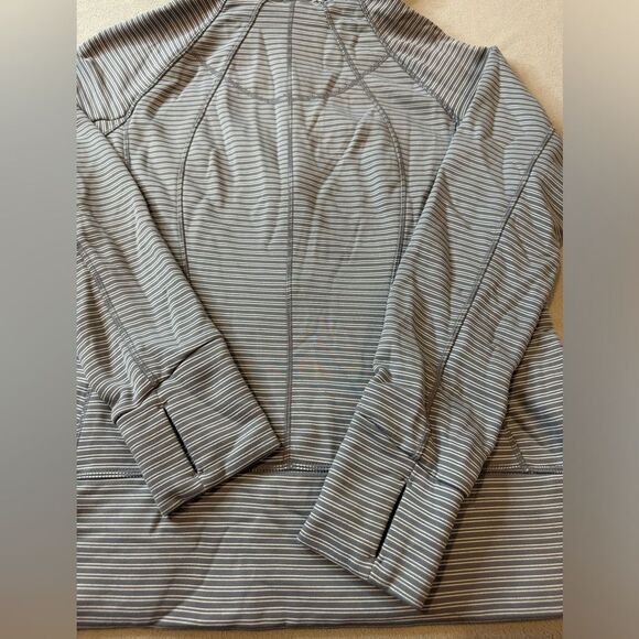 Athleta Hoodie Full Zip Jacket Size Medium Gray White Striped Size L Women’s - Picture 14 of 16